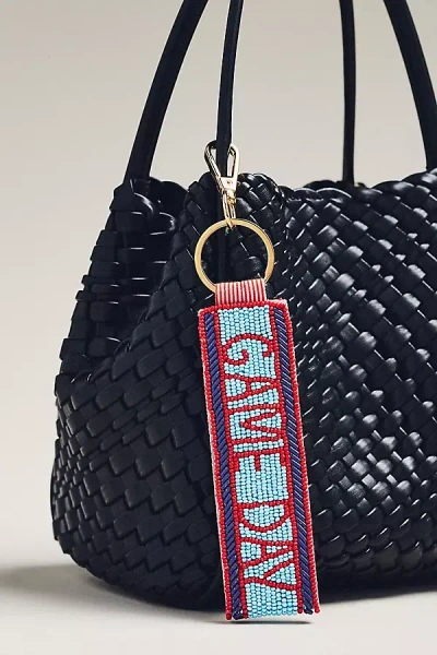 By Anthropologie Beaded Game Day Bag Charm In Blue