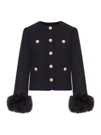 Self-portrait Knit Cardigan In Black