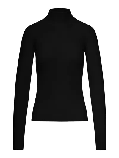 Sportmax Brianza Ribbed Wool Turtleneck Sweater In Black