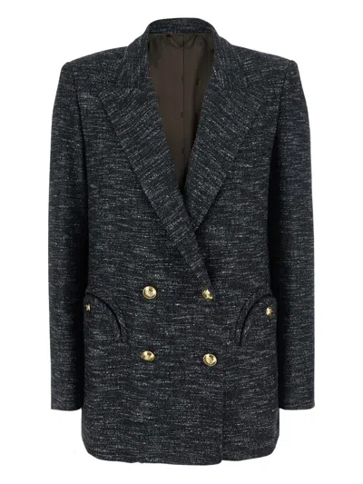 Blazé Milano Double-breasted Flap-pocket Blazer In Black