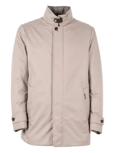 Moorer High-collar Casual Jacket With Smooth Finish In Gray