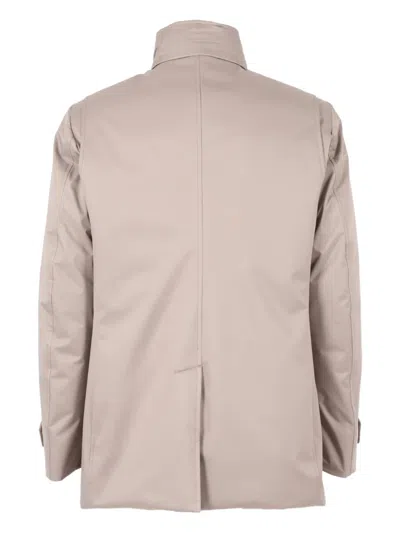 Moorer High-collar Casual Jacket With Smooth Finish In Gray