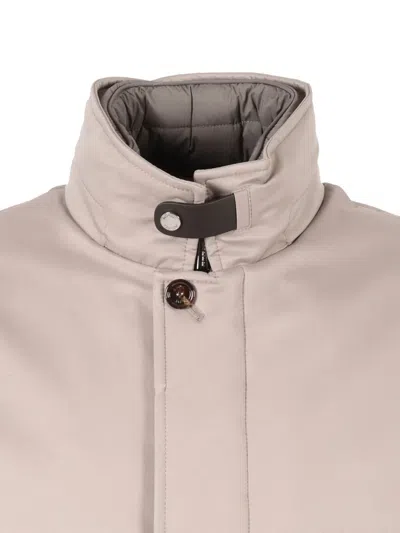 Moorer High-collar Casual Jacket With Smooth Finish In Gray