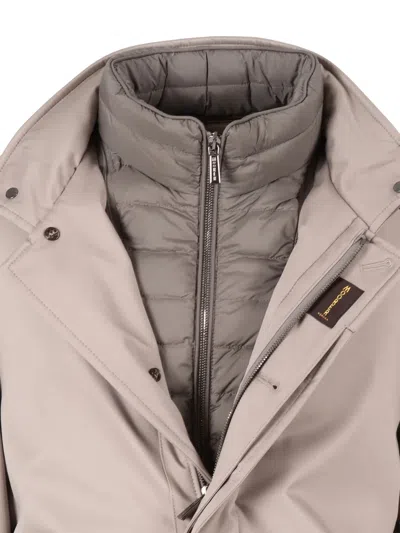 Moorer High-collar Casual Jacket With Smooth Finish In Gray