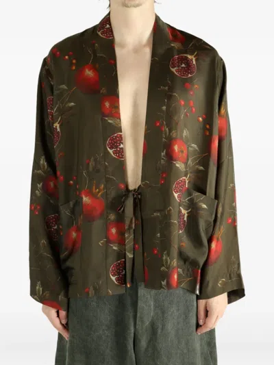 Uma Wang Jester Pomegranate-print Jacket In Green