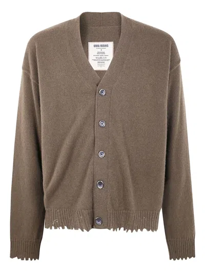 Uma Wang Frayed Button-down Cardigan In Neutral