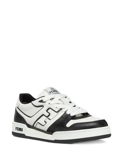 Fendi Leather Sneakers With Ff Lateral Logo In Black