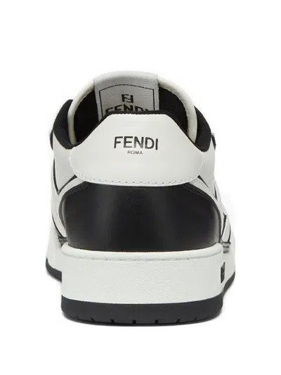 Fendi Leather Sneakers With Ff Lateral Logo In Black