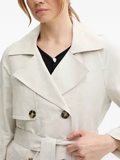 Sisley Paris Belted Double-breasted Trench Coat In Neutral