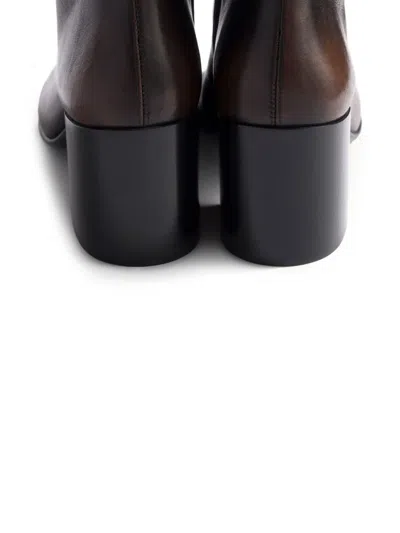 Miu Miu Block-heel Leather Boots In Brown