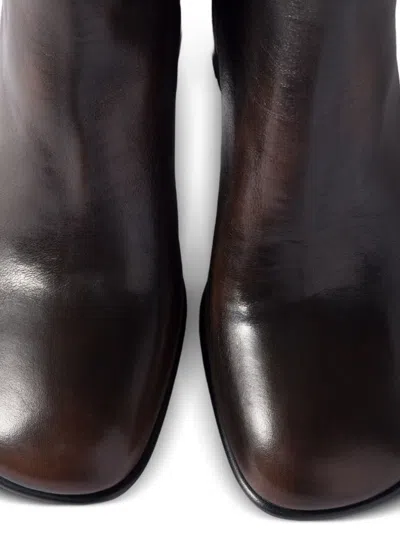 Miu Miu Block-heel Leather Boots In Brown