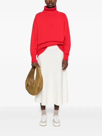 P.a.r.o.s.h A-line Knit Midi Skirt In Neutral