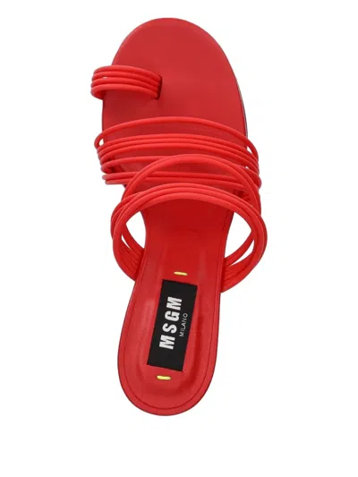 Msgm Multiple-strap Heeled Sandals In Red