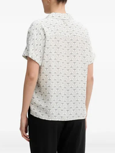 Joop Floral-print Short-sleeve Blouse In White
