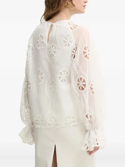Bardot Embroidered-pattern Blouse In White