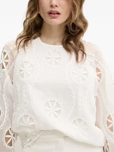 Bardot Embroidered-pattern Blouse In White