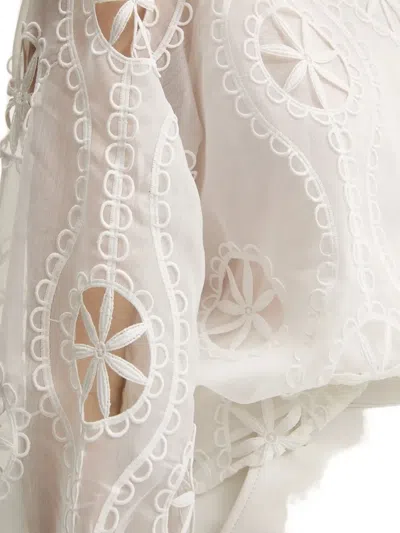 Bardot Embroidered-pattern Blouse In White