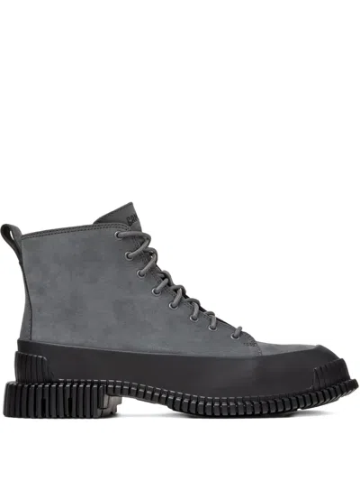 Camper Pix Lace-up Combat Boots In Gray