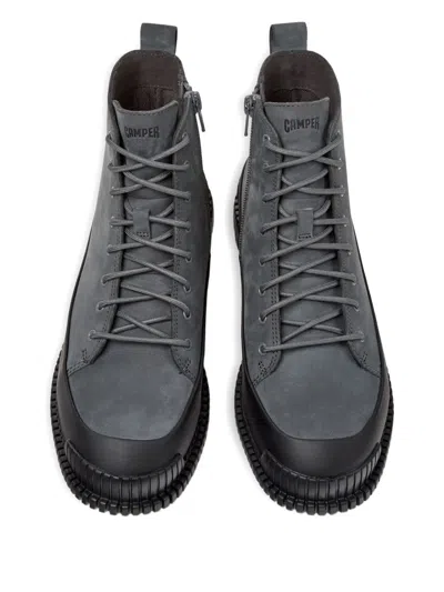 Camper Pix Lace-up Combat Boots In Gray