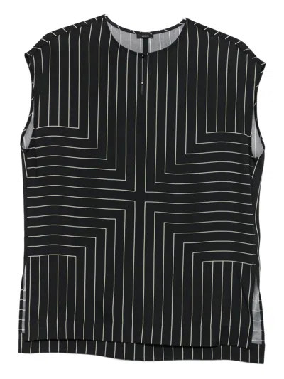 Joseph Sleeveless Geometric-striped Top In Black
