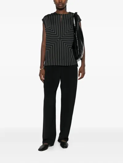 Joseph Sleeveless Geometric-striped Top In Black