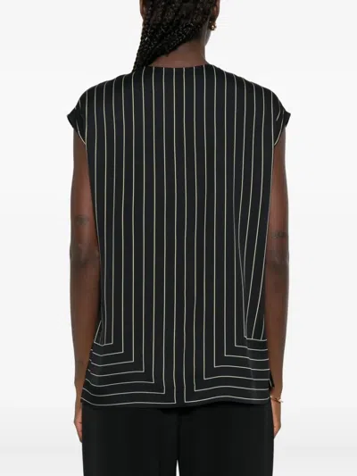 Joseph Sleeveless Geometric-striped Top In Black