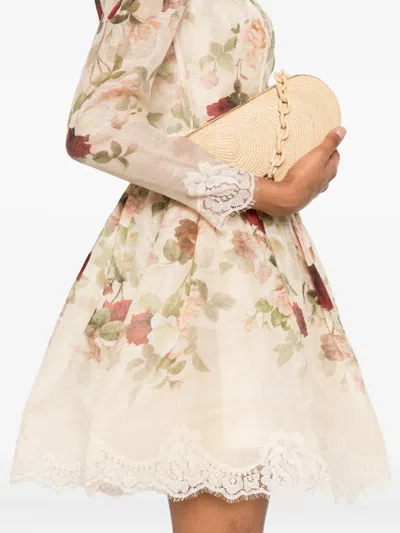 Zimmermann Womens Cream Cascade Hypnotic Lace Linen And Silk Mini Dress In Multi