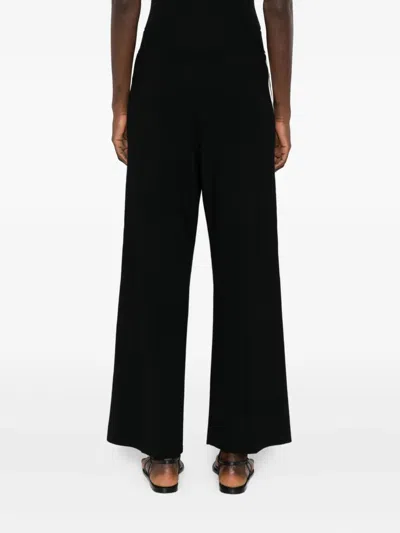 Elisabetta Franchi Palazzo Trousers With Shiny Side Bands In Black