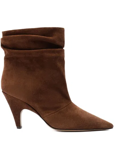 Alexandre Birman Tati Pointed Toe Slouch Bootie In Brown