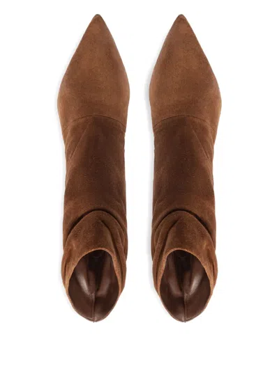 Alexandre Birman Tati Pointed Toe Slouch Bootie In Brown