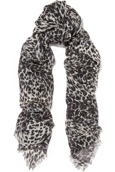 Saint Laurent Leopard-print Cashmere And Silk-blend Scarf