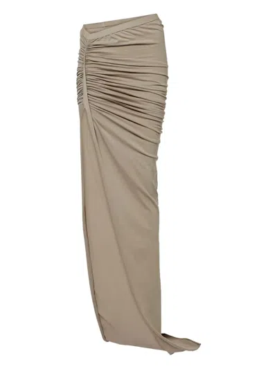 Rick Owens Drkshdw Draped Split Asymmetric Skirt In Neutral