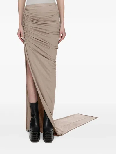 Rick Owens Drkshdw Draped Split Asymmetric Skirt In Neutral