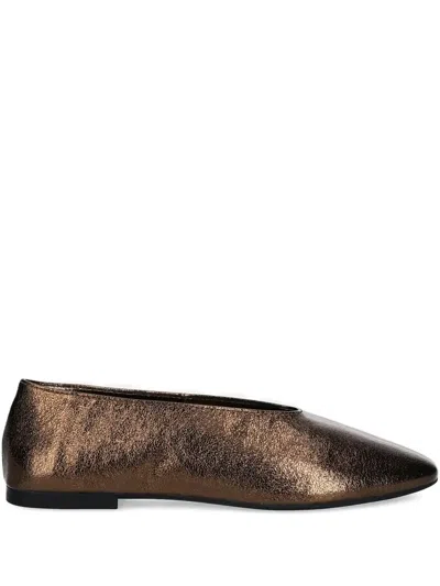 Jeffrey Campbell Fathom Metallic-leather Ballet Flats In Brown
