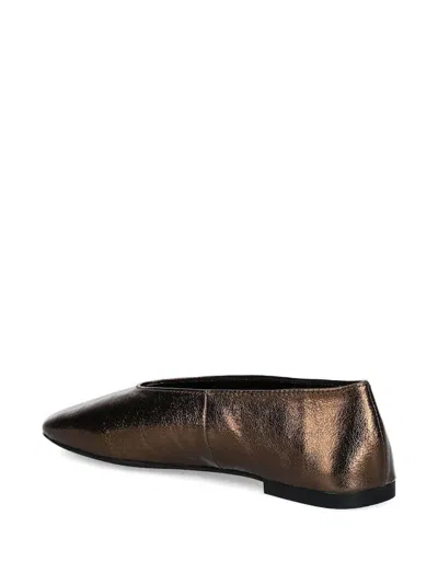 Jeffrey Campbell Fathom Metallic-leather Ballet Flats In Brown