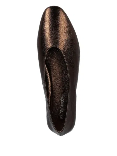 Jeffrey Campbell Fathom Metallic-leather Ballet Flats In Brown