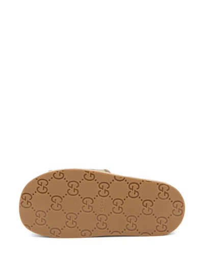Gucci Gg Pattern Platform Sandals In Neutral