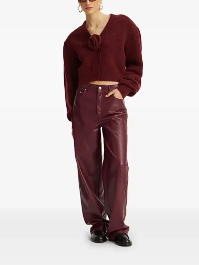 Rotate Birger Christensen Rotate Burgundy Alpaca Blend Cardigan In Burgundy