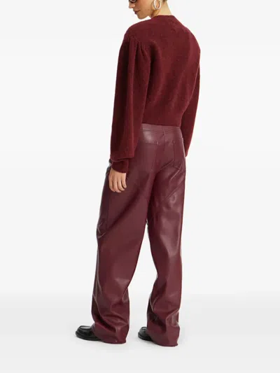 Rotate Birger Christensen Rotate Burgundy Alpaca Blend Cardigan In Burgundy