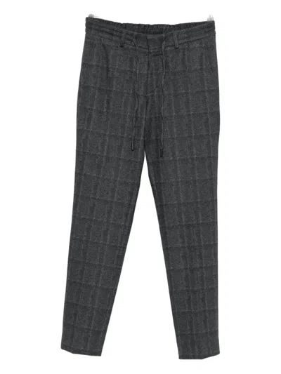 Karl Lagerfeld Checked Drawstring Trousers In Black