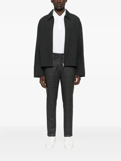 Karl Lagerfeld Checked Drawstring Trousers In Black