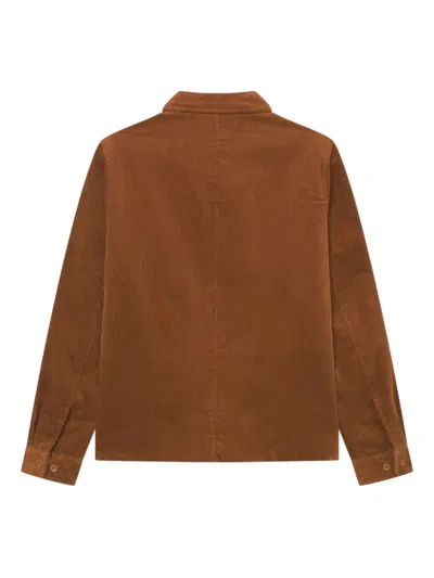 Les Deux Corduroy Zip-front Overshirt In Brown