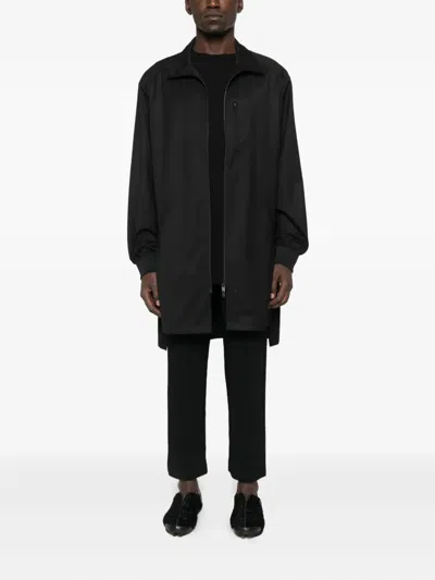 Y-3 Zip-front Long Jacket In Black