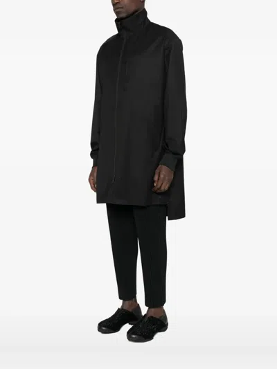 Y-3 Zip-front Long Jacket In Black