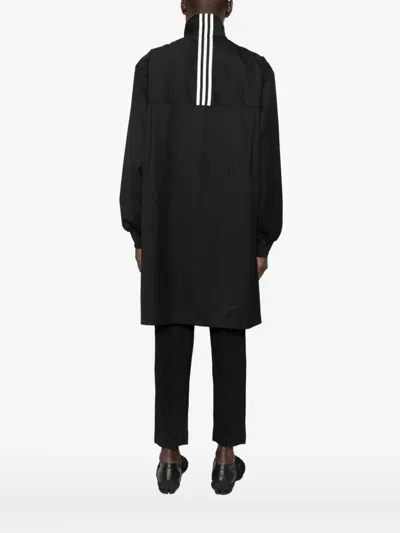 Y-3 Zip-front Long Jacket In Black