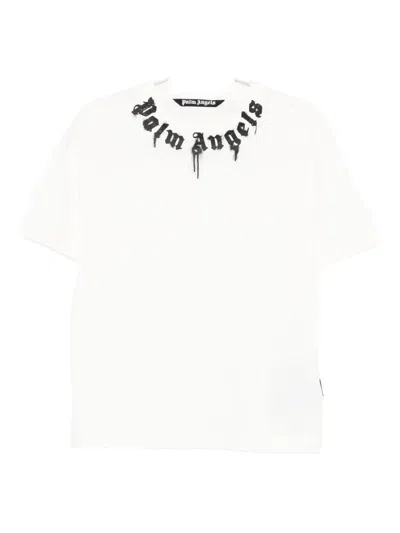 Palm Angels Curved Logo T-shirt In White