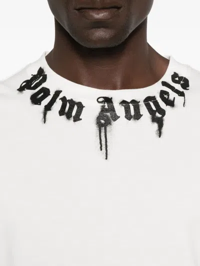 Palm Angels Curved Logo T-shirt In White