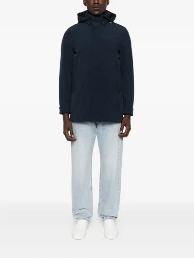 Woolrich Soft Shell Coat Barrow Mact Melton Blue In Blue