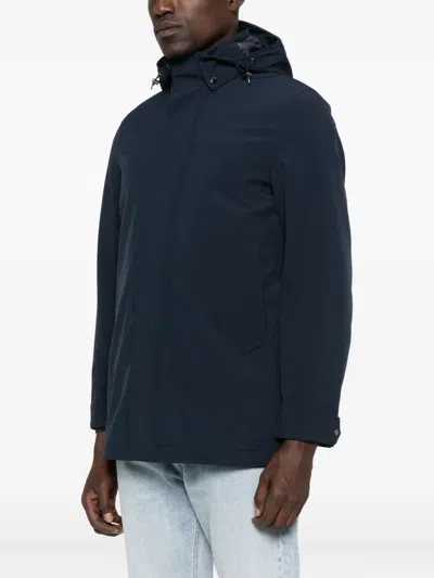 Woolrich Soft Shell Coat Barrow Mact Melton Blue In Blue