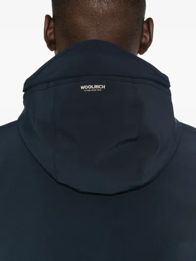 Woolrich Soft Shell Coat Barrow Mact Melton Blue In Blue